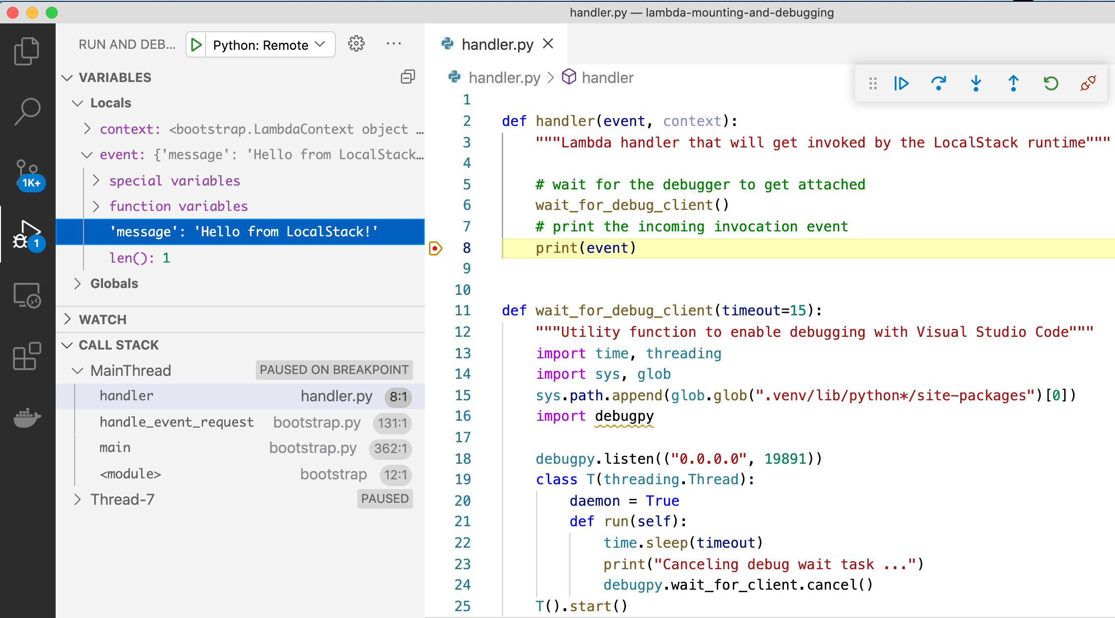 Visual Studio Code debugging